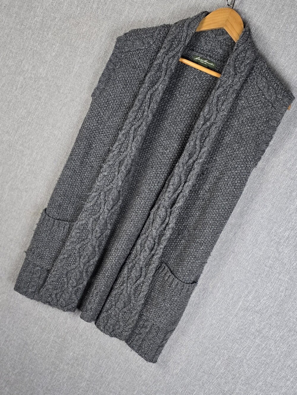 Eddie Bauer Gray Wool Blend Sleeveless Cardigan Womens Sz M